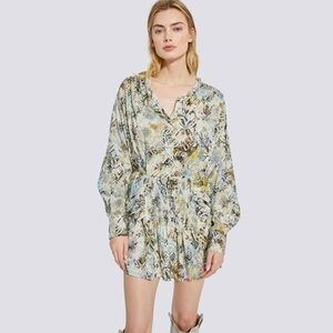 IRO Paris Deniz Abstract Print‎ Rouch Mini Shirt-Dress Women's Size 34 / US 2